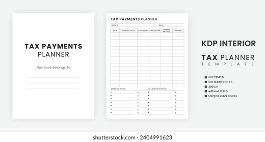 Tax Payments Planner, Tax Payment Plan Worksheet Tracker Printable Template 