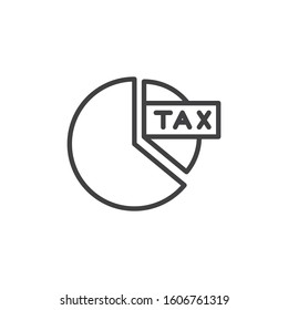Tax pie chart line icon. linear style sign for mobile concept and web design. Tax diagram outline vector icon. Symbol, logo illustration. Vector graphics