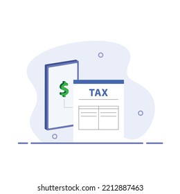 Tax Planning Concept. Fill Out The Online Tax Declaration Form. Vector Illustration