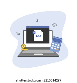 Tax Planning Concept. Get An Online Tax Declaration Form. Vector Illustration