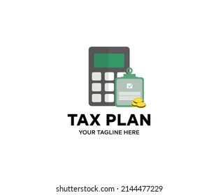 Tax planning, finances and calculate logo design. Time for Taxes Money Financial Accounting Taxation Concept vector design and illustration.