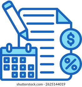 Icono de planificación fiscal Ilustración vectorial azul