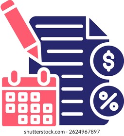 Ilustración vectorial de relleno de iconos de planificación fiscal