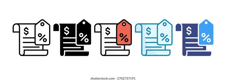 Conjunto de iconos de planificación fiscal Colección de estilos múltiples
