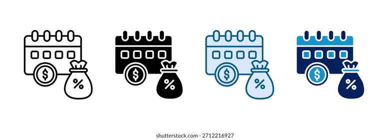 Conjunto de iconos de planificación fiscal Colección de estilos múltiples