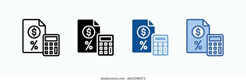 Tax Planning icon sheet multiple style collection isolated vector