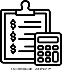 Tax Planning Vector Lineal Icon On White Background.