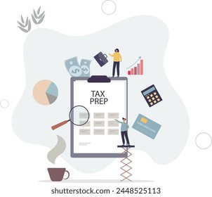 Tax prep or preparation of financial taxation refund.flat vector illustration.
