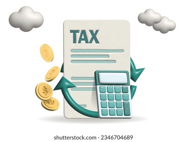 Tax preparation abstract concept 3d vector illustration. The corporate tax, taxable income, document preparation, payment planning, corporate accountancy, and annual return abstract metaphor