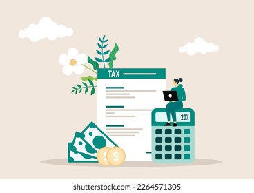 Tax preparation abstract concept vector illustration. The corporate tax, taxable income, fiscal year, document preparation, payment planning, corporate accountancy, and annual return abstract metaphor