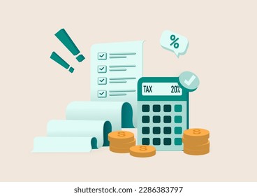 Tax preparation abstract concept vector illustration. The corporate tax, taxable income, fiscal year, document preparation, payment planning, corporate accountancy, and annual return abstract metaphor