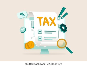 Tax preparation abstract concept vector illustration. The corporate tax, taxable income, fiscal year, document preparation, payment planning, corporate accountancy, and annual return abstract metaphor