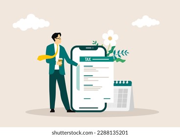 Tax preparation abstract concept vector illustration. The corporate tax, taxable income, fiscal year, document preparation, payment planning, corporate accountancy, and annual return abstract metaphor