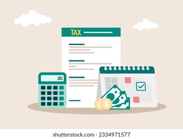 Tax preparation abstract concept vector illustration. The corporate tax, taxable income, fiscal year, document preparation, payment planning, corporate accountancy, and annual return abstract metaphor