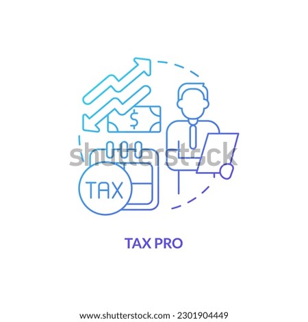 Tax pro blue gradient concept icon. Professional advisory service. Occupation. Accounting career abstract idea thin line illustration. Isolated outline drawing. Myriad Pro-Bold fonts used