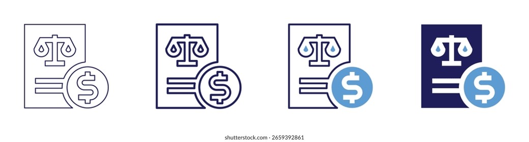 Steuerberuf Symbol in 4 verschiedenen Stilen. Dünne Linie, Linie, Fette Linie, Duotone. Duotone-Stil. Bearbeitbarer Strich.