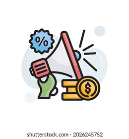 tax promotion vector outline filled icon style illustration. EPS 10 File