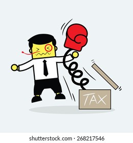 Tax punching businessman.