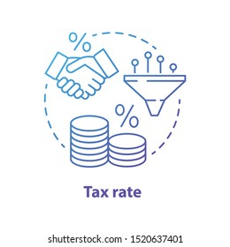 Tax rate blue concept icon. Taxable income calculation idea thin line illustration. Pay percentage of salary to government budget. Tax ratio, profit percent. Vector isolated outline drawing