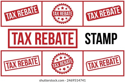 Tax Rebate Stamp. Red Tax Rebate Rubber grunge Stamp set