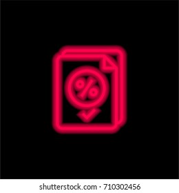 Tax red glowing neon ui ux icon. Glowing sign logo vector