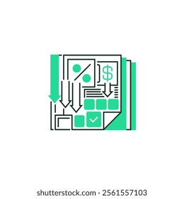 Tax Reduction Line Icon. linear style sign for mobile concept and web design. Outline vector icon.