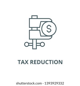 Tax reduction vector line icon, linear concept, outline sign, symbol