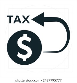 Tax Refund Icon A vector illustration in monochrome, depicted entirely filled.