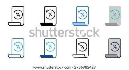 Tax Refund icons set multiple style collection. Editable stroke 
