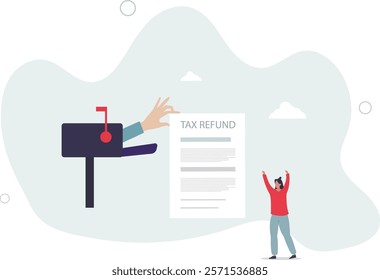 Tax refund or rebate credit concept.flat characters.