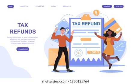 Tax refund and return concept. Tax declaration approved. Idea of accounting and payment. Financial bill. Flat abstract vector illustration on isolated white background. website, web page, ui template.