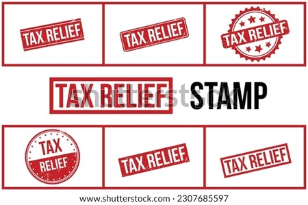 Tax Relief Rubber Stamp Set Vector