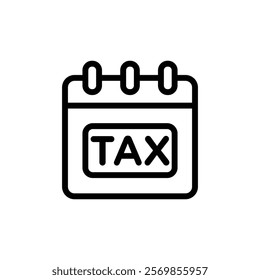 Tax reminder icon Black and white outline vector