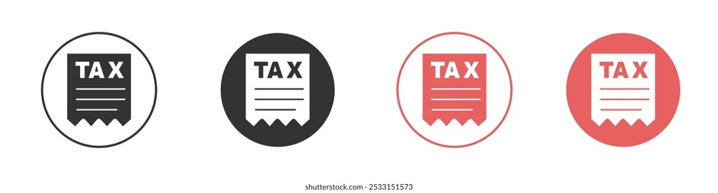 Tax reminder icon Flat set in black and white color