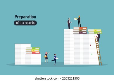 Tax report preparation 2d flat vector illustration concept for banner, website, illustration, landing page, flyer, etc.