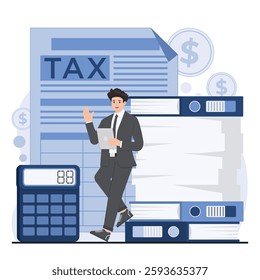 tax reports concept calculator coin financial analysis annual tax calculation online filing consultation