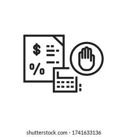 Tax resistance black icon. Protesting against government, labor movement. Social protest. Editable stroke.
