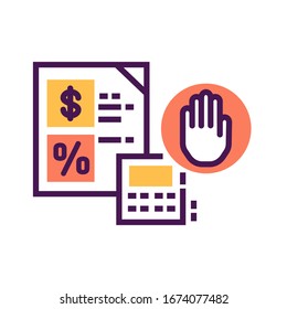 Tax resistance color icon. Protesting against government, labor movement. Social protest. Pictogram for web page, mobile app, promo. Editable stroke