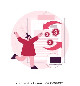 Tax return abstract concept vector illustration. Money refund, fill online form, income statement, business profit and budget planning, financial report, bank account, revenue abstract metaphor.