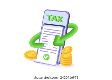 Tax return concept 3D vector illustration.