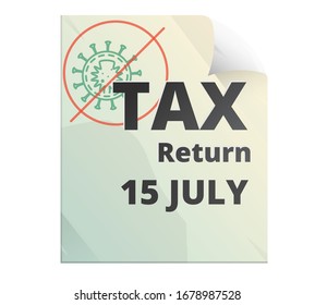 Tax Return Date updated to 15 July due to coronavirus - Icon as EPS 10 File