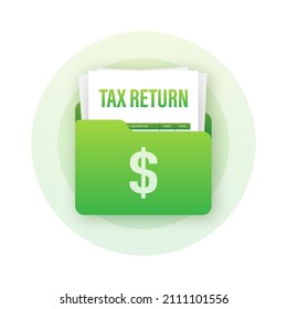 Tax return in flat style. Flat vector illustration. Online tax payment.