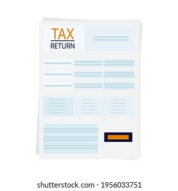 Tax return. Form, income statement. A completed and registered paper document of financial, payment transactions. Obligation to plan tax payments. Vector