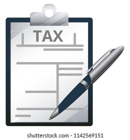 Tax Return Form on Clipboard with Pen - Icon as EPS 10 File