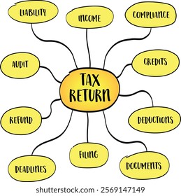 tax return, formal statement filed with the government, an individual’s or entity's income, expenses, and other relevant financial information for specific tax year, diagram infographics.