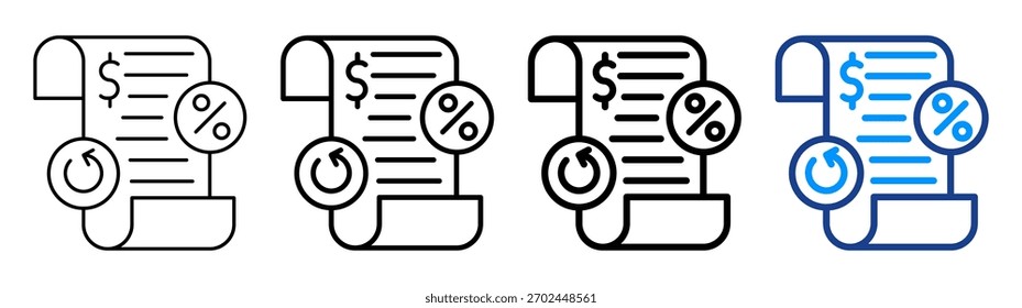 Tax Return Icon Different Outline Collection Set
