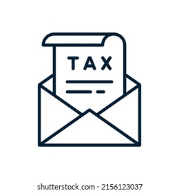 Tax Return Icon. Letter With Tax Return Paper Form. Tax Payment Concept. Vector Flat Line Icon