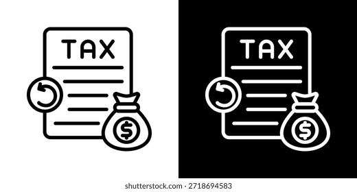 Tax Return Icon Of Line Black And White Style