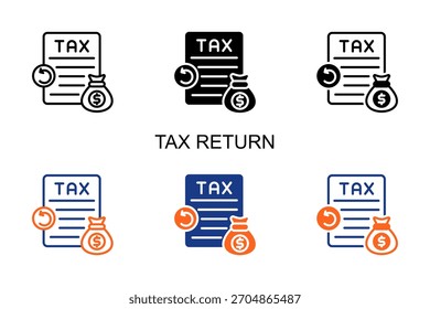 Tax Return Icon Multi Style Vector Illustration