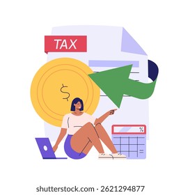 Declaração de imposto. Pessoa paga impostos com calculadora. Serviço de administração financeira. Conjunto de gestão financeira, dívida, deveres, auditoria e contabilidade. Ilustração vetorial para interface do usuário, faixa